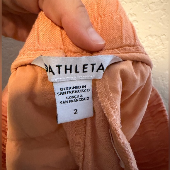 Athleta Cabo Linen 4" Shorts Short Coral Peach Women’s Size 2 Pockets Size 2 - Picture 6 of 7